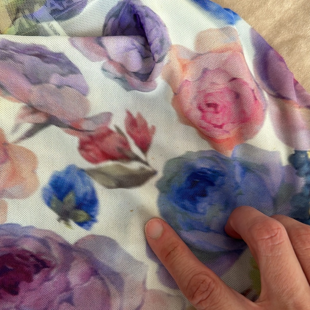 Ganni Turtleneck Printed Mesh Floral | Size 34 or US 2 - Picture 11 of 13